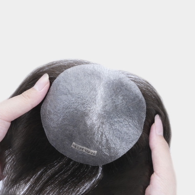 GloWigs 0.06mm Thin Skin Crown Hairpiece for Men with V-Looped Hair