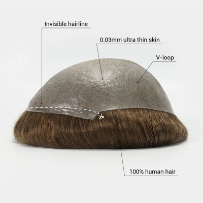 AvenHair 0.03mm Ultra Thin Skin Hair System with V-Looped Hair