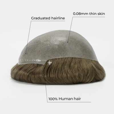 AvenHair 0.08mm Transparent Poly Skin Hair System, 100% Density