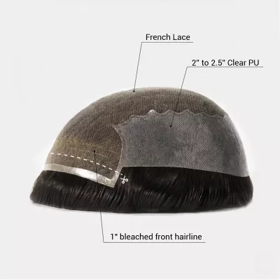 AvenHair Medium Density French Lace Hair System with PU Sides and Back