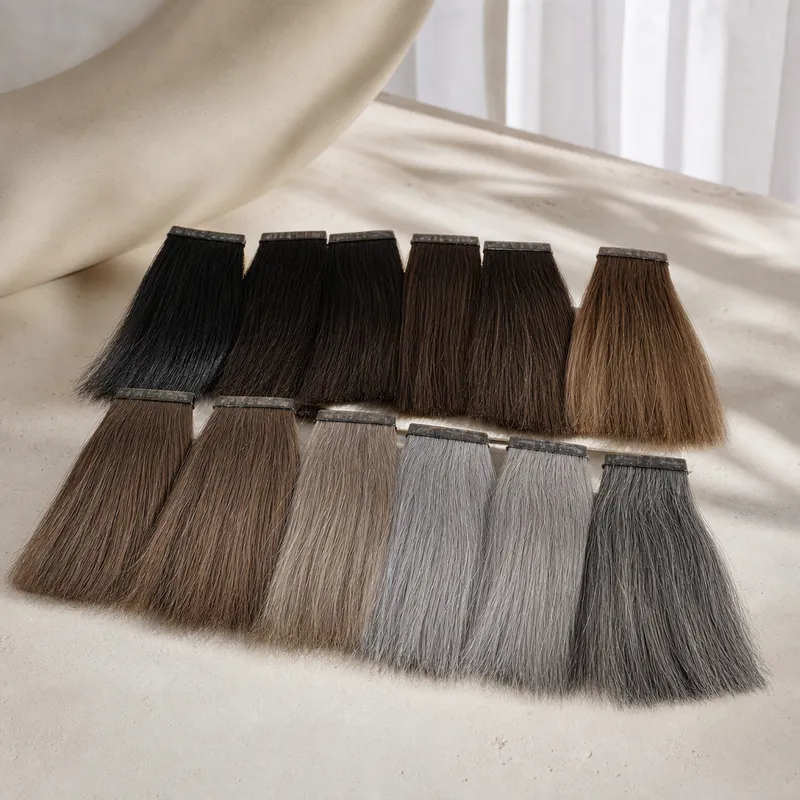 Men’s hair system color and grey-hair samples