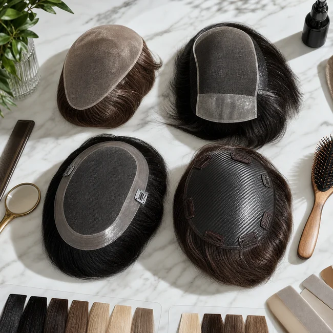Different men’s hair system base constructions