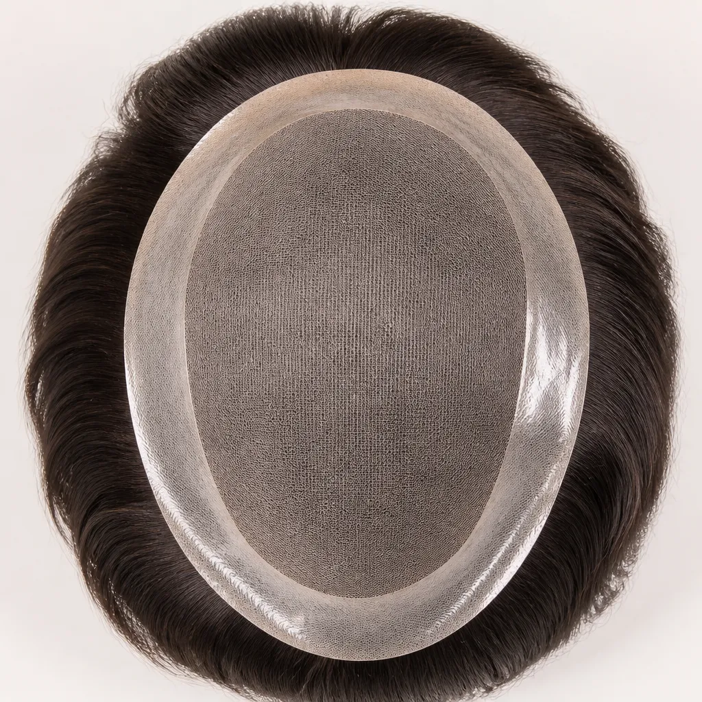 Hybrid lace and polyurethane perimeter hair system base