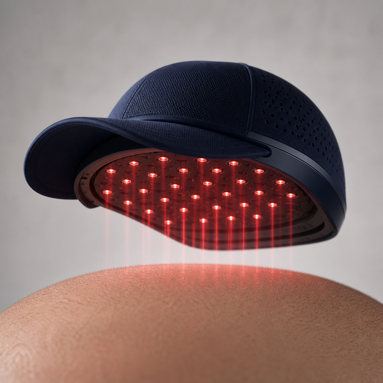 Illustration of red light reaching the scalp