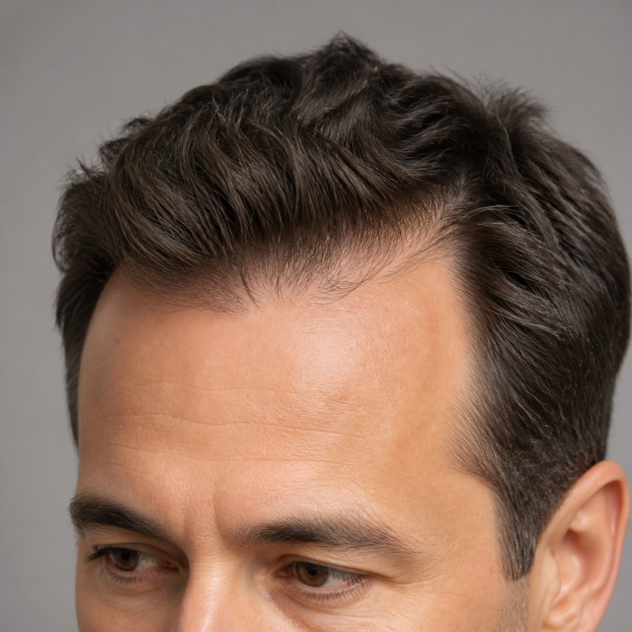 Close view of an adult hairline