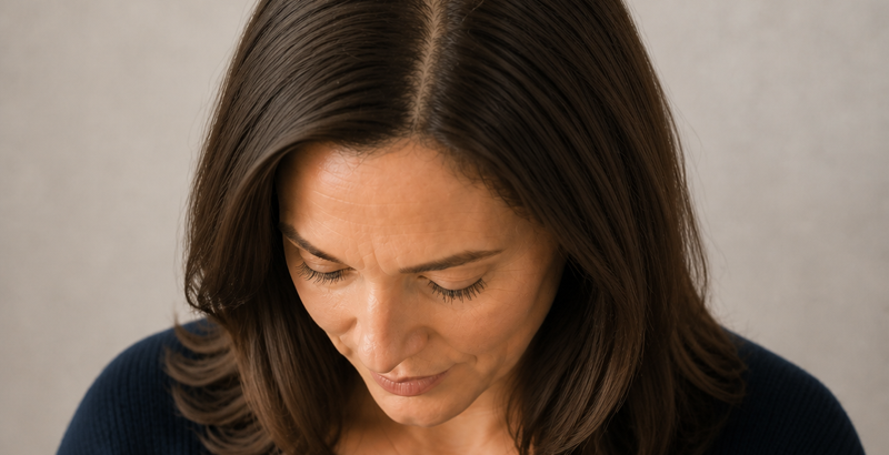 Mobile crop of an original standardized follow-up hair photograph concept