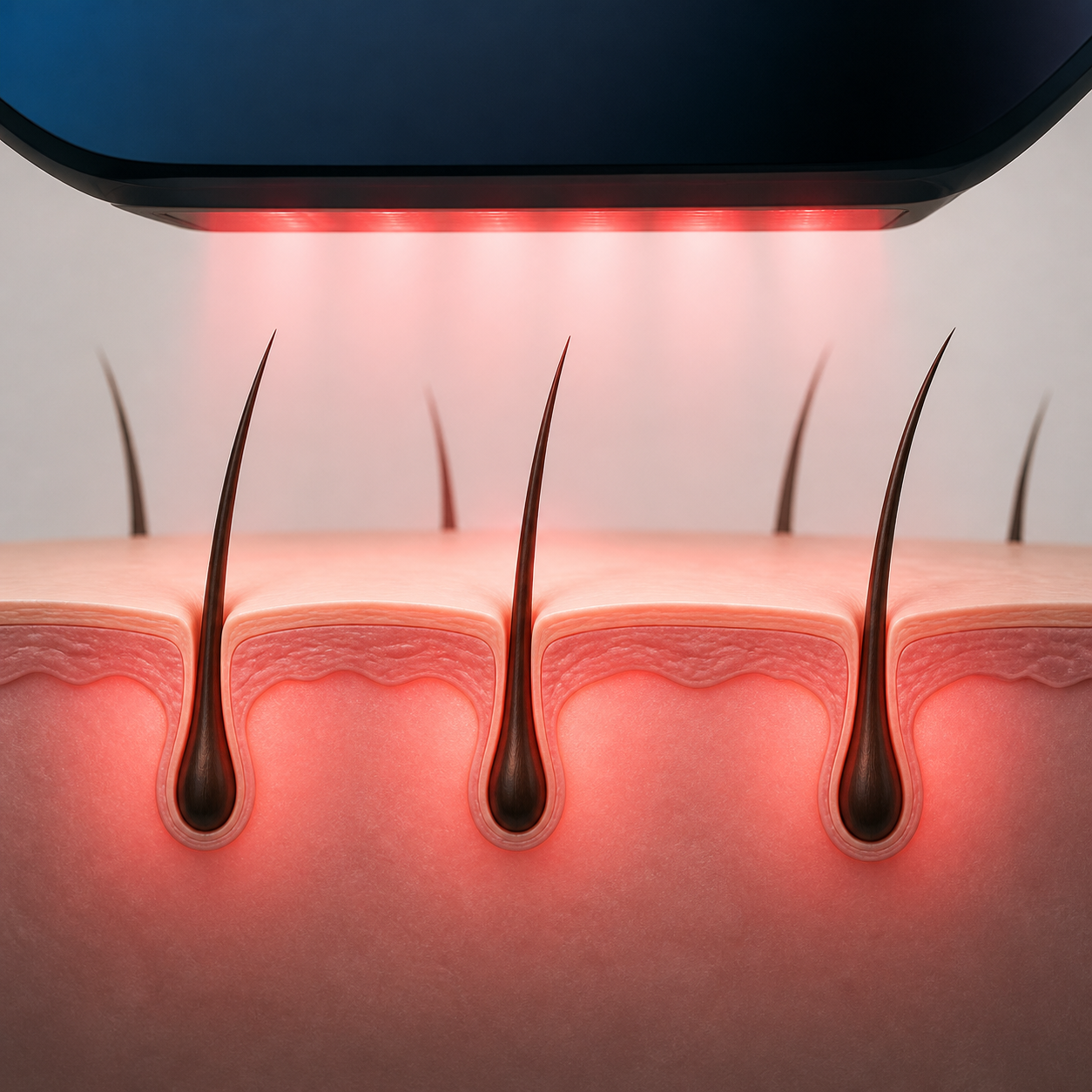 Illustration of light interacting with the follicle environment