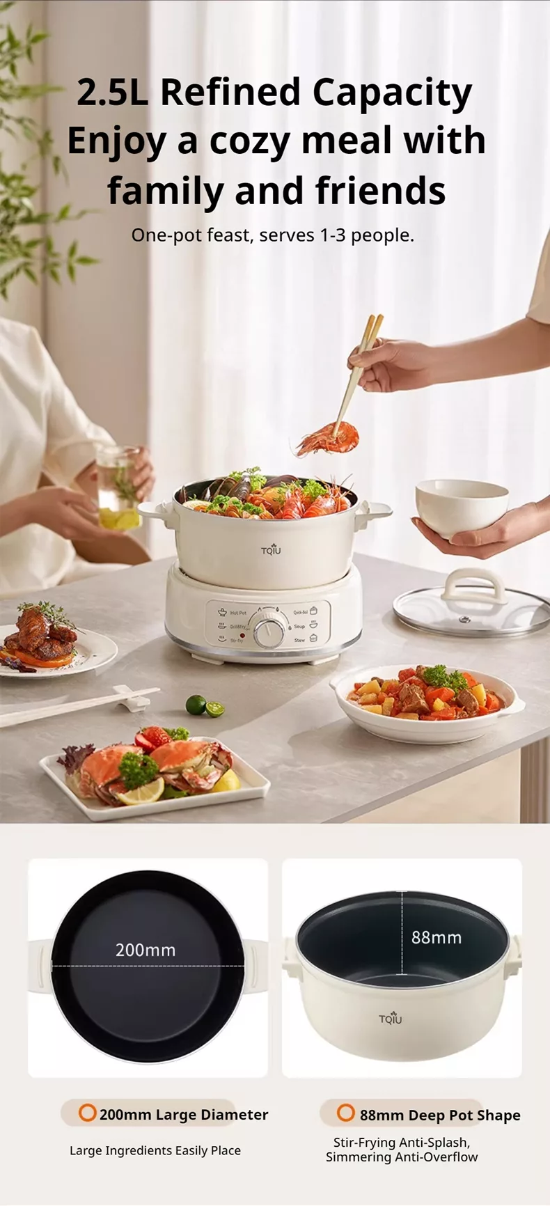 TQIU Multi Cooker 2.5L+2L Detachable S2 Full Heating - product image 11