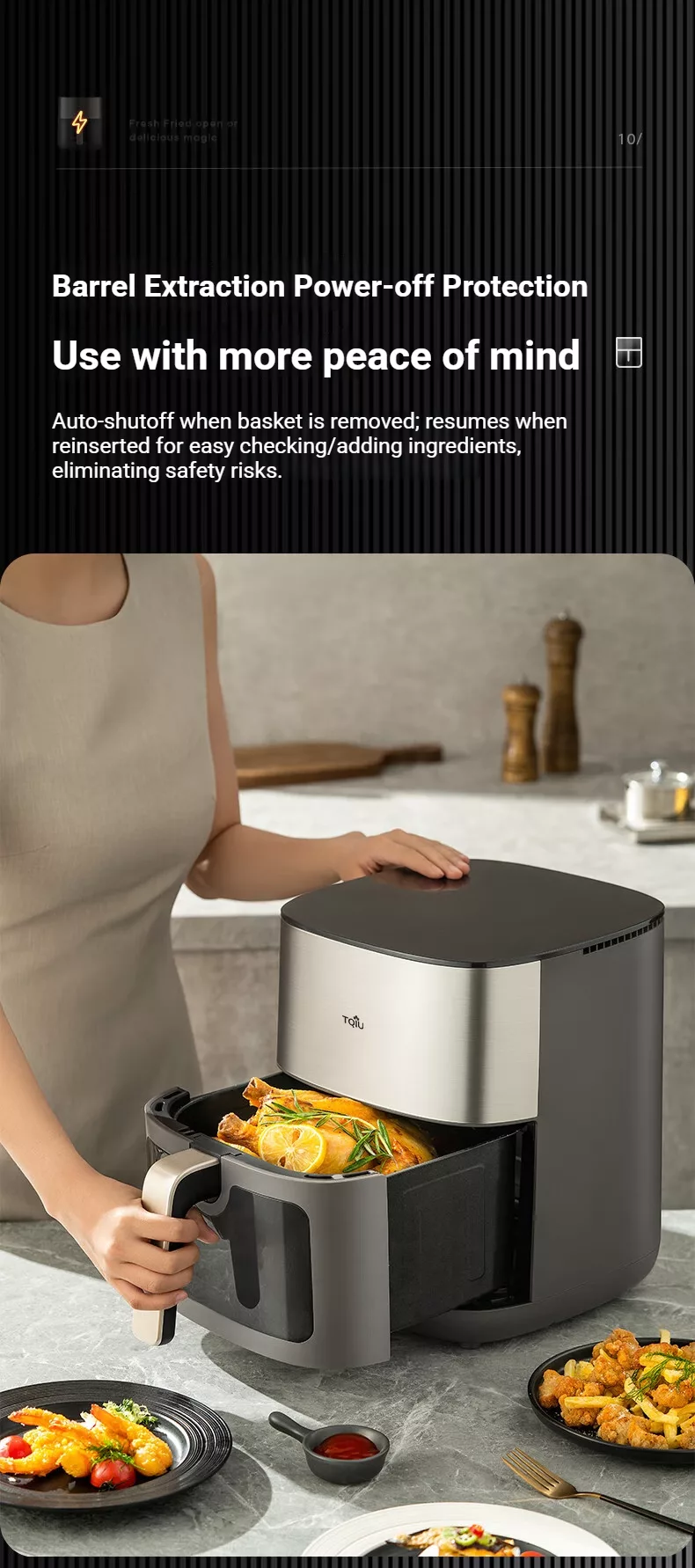 TQIU Air Fryer S2 Digital Control Panel 6L Double Heating - product image 27