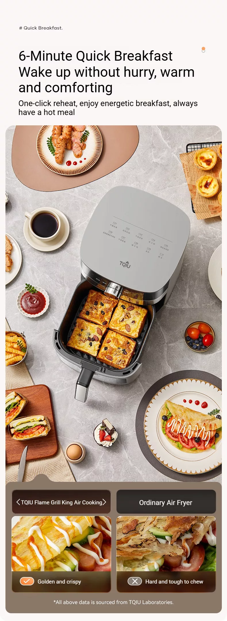 TQIU Air Fryer S4 Digital Control Panel 6L Double Heating - product image 15