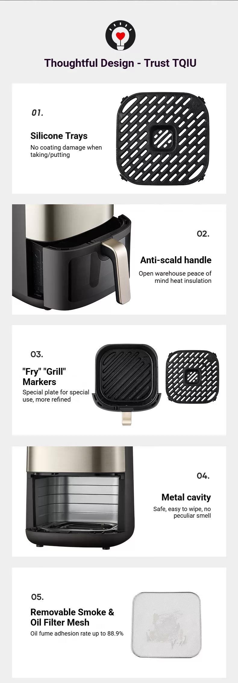 TQIU Air Fryer S2 Digital Control Panel 6L Double Heating - product image 29
