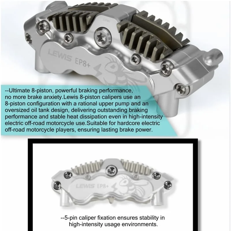 PureTrek EP8-II Axial Cylinder 8 Pistons Hydraulic Disc Brake for Surron Light Bee