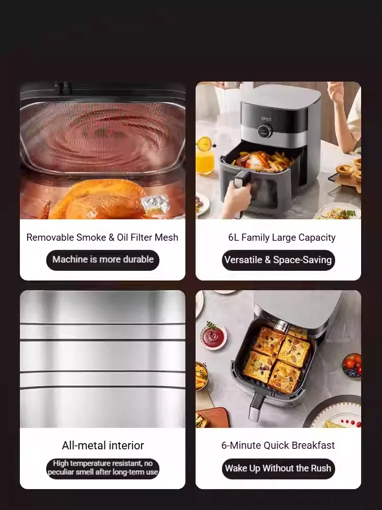 TQIU Air Fryer S4 Digital Control Panel 6L Double Heating - product image 6