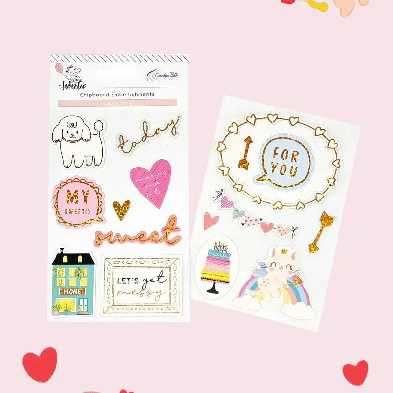 Holiday Gilding Hardboard Stickers Album Journal Stickers 2PCs Keep Adore