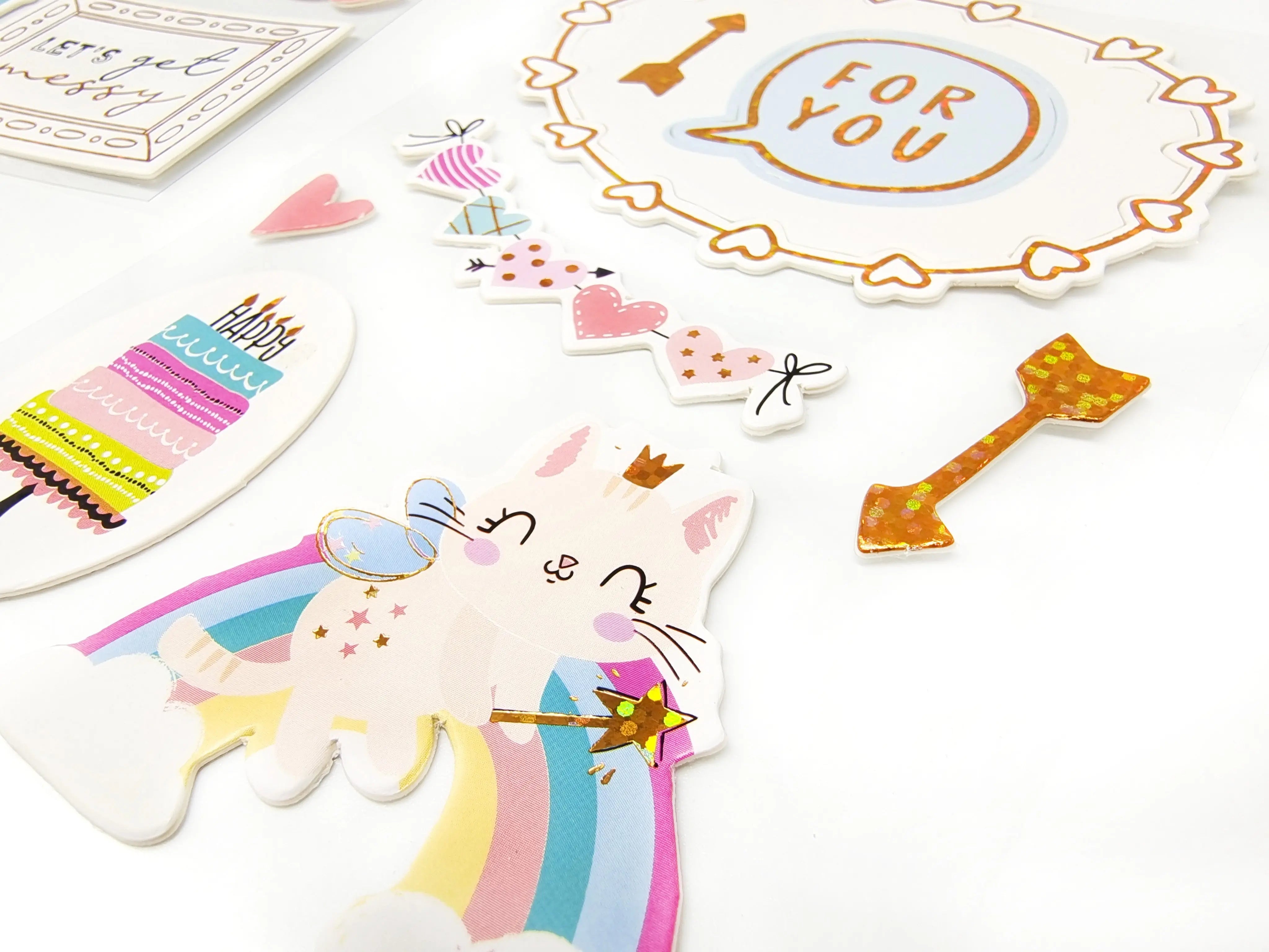 Holiday Gilding Hardboard Stickers Album Journal Stickers 2PCs Keep Adore