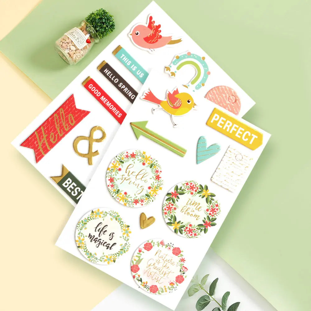 Nature Gold Stamping Hardboard Stickers Album Journal 2PCs Keep Adore
