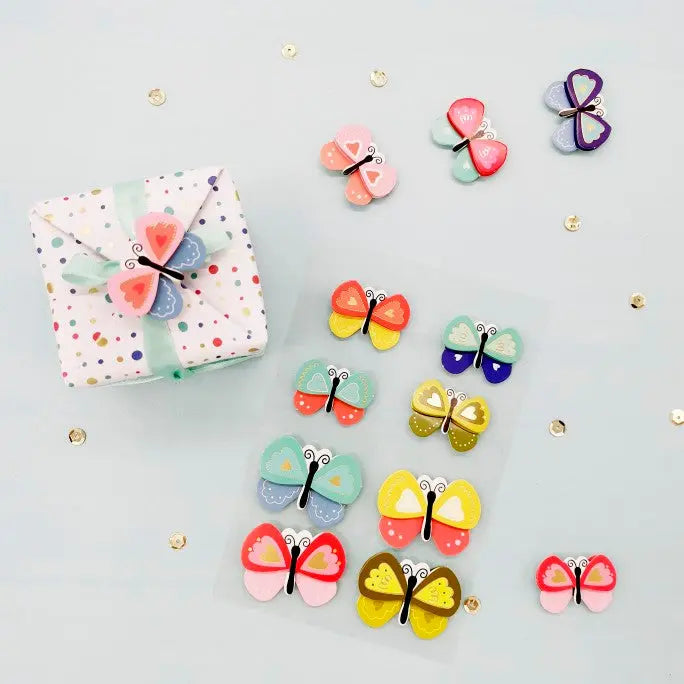 3D Gold Stamping Butterfly Stickers Scrapbook Journal Collage Album Keep Adore