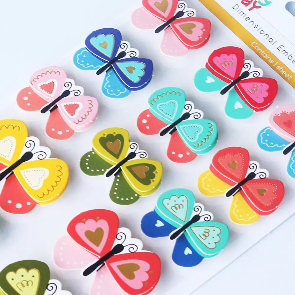 3D Gold Stamping Butterfly Stickers Scrapbook Journal Collage Album Keep Adore