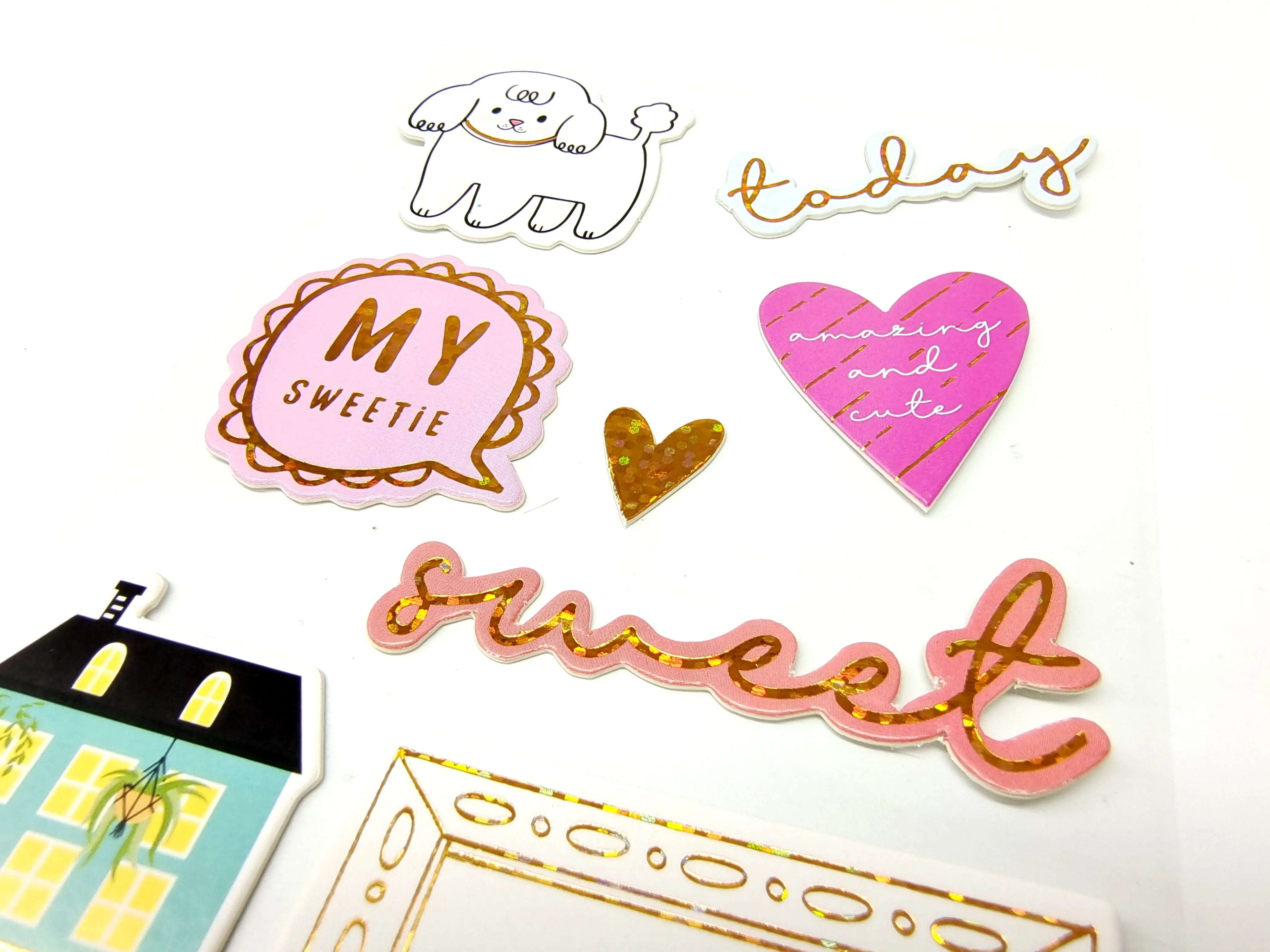 Holiday Gilding Hardboard Stickers Album Journal Stickers 2PCs Keep Adore