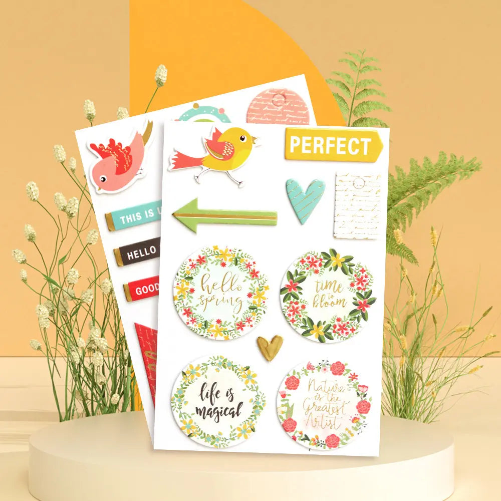 Nature Gold Stamping Hardboard Stickers Album Journal 2PCs Keep Adore