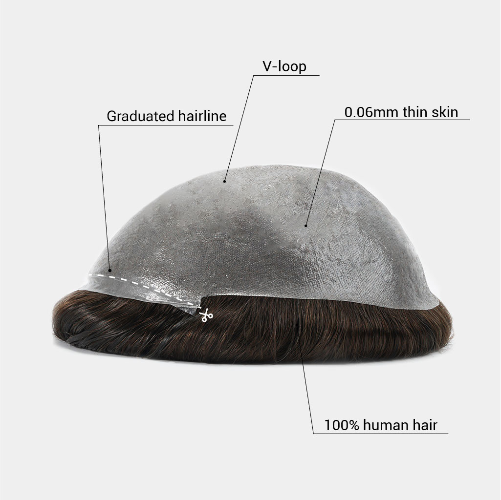 AvenHair 0.06mm Poly Thin Skin Hair System with V-Looped Hair