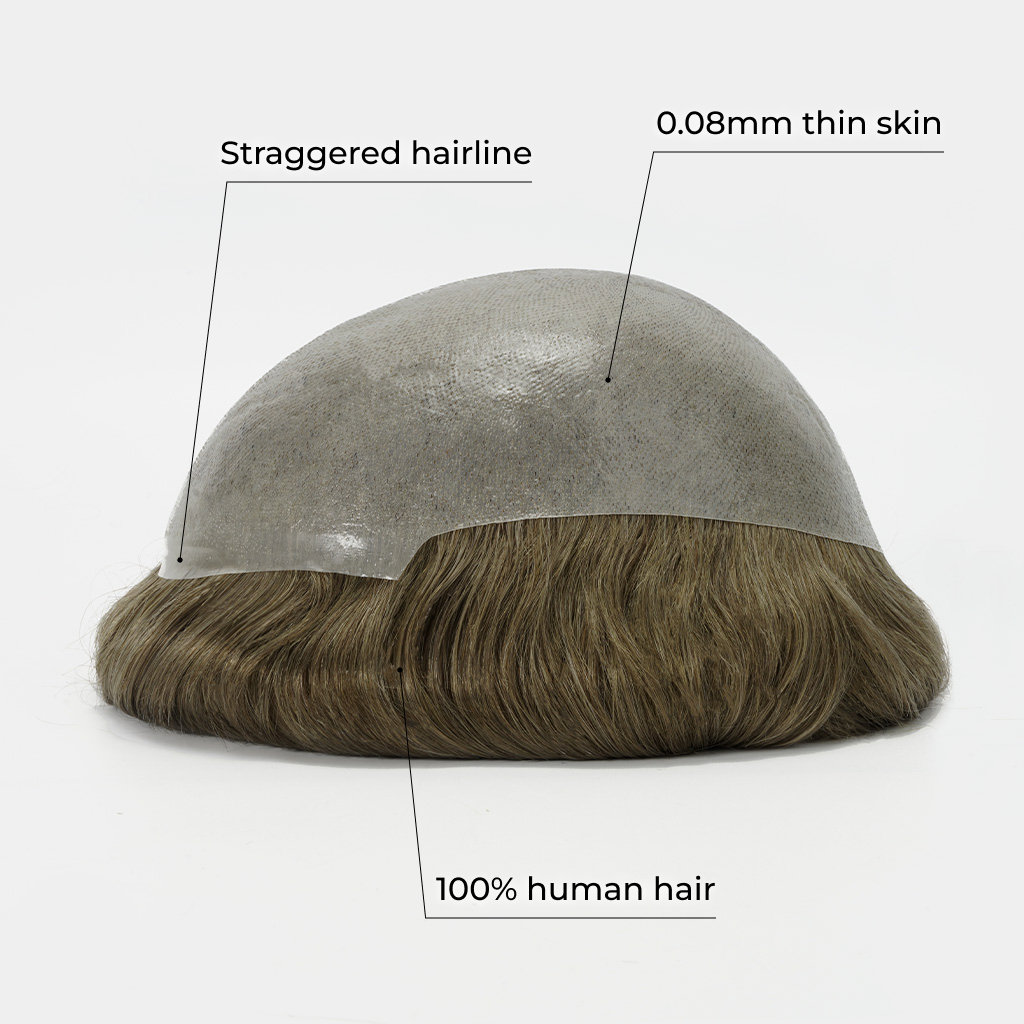 AvenHair 0.08mm Transparent Poly Skin Hair System, 120% Density